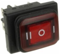 KCD2-23-FA1A-B IP-65 Выключатель прямоугольный влагостойкий 6pin 2группы контактов ON-OFF-ON 16A 220V с подсветкой Красный 