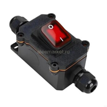 KCD4-1W-4P-S-Box IP68 (ML-FSH PG9) Выключатель прямоугольный влагостойкий в корпусе 4pin 2группы контактов под винт ON-OFF 16A 220V с подсветкой Красный 