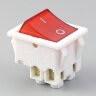 KCD4-201N-WR/4P (SC 767) Выключатель прямоугольный на 2-е группы 4pin контакты под винт  ON-OFF 16А 220V с подсветкой Красный белый корпус