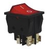 KCD4-201N-ВR/4P (SC 767) Выключатель прямоугольный на 2-е группы 4pin контакты под винт  ON-OFF 16А 220V с подсветкой Красный черный корпус