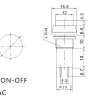 PBS-11A Кнопка с пластиковым корпусом круглая Ø12мм с фиксацией 2pin OFF-ON  крепится гайкой снизу 1A 250V Зеленая