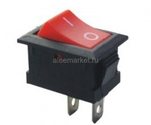 KCD1-101-C3-R/2P (MRS-101) Выключатель клавишный прямоугольный 21х15мм 2pin OFF-ON 6A 250V Красный
