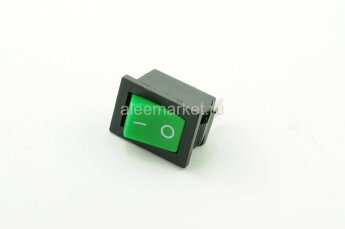 KCD1-101-C3-G/2P (MRS-101) Выключатель клавишный прямоугольный 21х15мм 2pin OFF-ON 6A 250V Зеленый