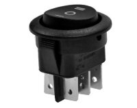 KCD1-203-5 Выключатель клавишный круглый Ø20mm 6pin ON-OFF-ON 6A 250V круглый корпус Черный 