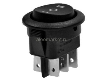 KCD1-203-5 Выключатель клавишный круглый Ø20mm 6pin ON-OFF-ON 6A 250V круглый корпус Черный 