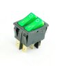 KCD4-2101N Выключатель 2-х клавишный прямоугольный 28.5х21.7мм 2 группы 6pin OFF-ON  15A 250V с подсветкой Зеленый