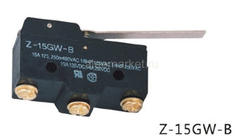Z-15GW-B Концевой макси переключатель с длинным рычагом (планкой) 3pin C-NO-NC под винты 15A 250V