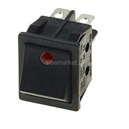 KCD4-201E-R/4P Выключатель прямоугольный (изогнутая  клавиша) 4pin 2группы контактов ON-OFF с подсветкой светодиод 12V Красный