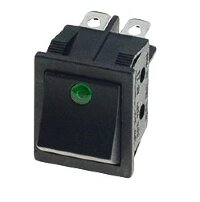 KCD4-201E-G/4P Выключатель прямоугольный (изогнутая  клавиша) 4pin 2группы контактов ON-OFF с подсветкой светодиод 12V Зеленый