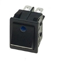 KCD4-201E-BL/4P Выключатель прямоугольный (изогнутая  клавиша) 4pin 2группы контактов ON-OFF с подсветкой светодиод 12V Синий