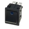 KCD4-201E-BL/4P Выключатель прямоугольный (изогнутая  клавиша) 4pin 2группы контактов ON-OFF с подсветкой светодиод 12V Синий