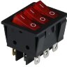 KCD2-3101N Выключатель 3-х клавишный прямоугольный 3 группы 9pin OFF-ON  15A 250V с подсветкой Красный