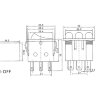 KCD2-3101N Выключатель 3-х клавишный прямоугольный 3 группы 9pin OFF-ON  15A 250V с подсветкой Красный