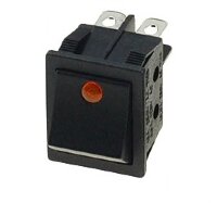 KCD4-201E-Y/4P Выключатель прямоугольный (изогнутая  клавиша) 4pin 2группы контактов ON-OFF с подсветкой светодиод 12V Желтый