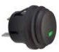ASW-29D Кнопка круглая влагозащищенная IP-65 c фиксацией OFF-ON 3 pin крепится на защелках с подсветкой светодиод 12V Зеленый