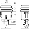 ASW-29D Кнопка круглая влагозащищенная IP-65 c фиксацией OFF-ON 3 pin крепится на защелках с подсветкой светодиод 12V Синий