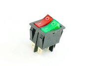 IRS-2101-1С Выключатель прямоугольный 2 клавиши (изогнутая клавиша) 6pin 2группы контактов ON-OFF с подсветкой 12V Красный+Зеленый