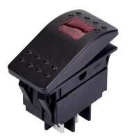 RK1-06-12V Выключатель прямоугольный 4pin 2группы контактов ON-OFF с подсветкой 12V Красный
