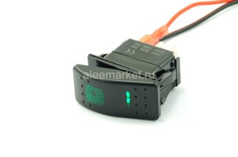 YJ-PD-2A Выключатель на три положения ON-OFF-ON с фиксацией 7pin 2группы с двойной подсветкой  Зеленый 12V 20A/24V 10А