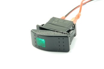 YJ-PD-1A Выключатель на два положения ON-OFF с фиксацией 3pin 1группа с подсветкой Зеленый 12V 20A/24V 10А