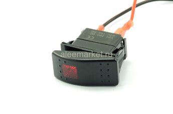 YJ-PD-1В Выключатель на два положения OFF-(ON) без фиксации 3pin 1группа с подсветкой Красный 12V 20A/24V 10А