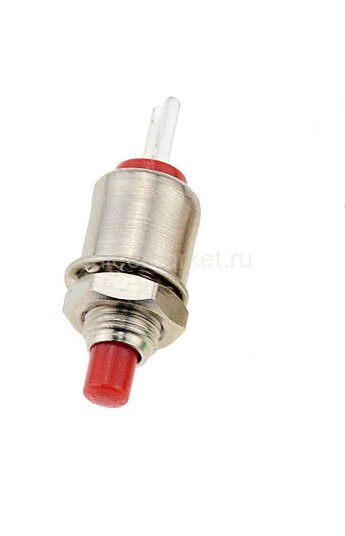 DS-402 Кнопка с металлическим корпусом круглая мини  без фиксации 2pin OFF-(ON)  крепится гайкой М5 0.5A 250V Красная