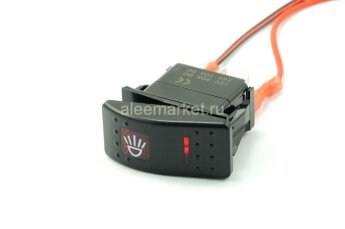 YJ-PD-J8 Выключатель на два положения OFF-ON с фиксацией 5pin 2группы с двойной подсветкой (рисунок Фара) Красный 12V 20A/24V 10А