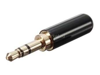 3.5 Stereo Gold Color Штекер 3.5мм 3pin стерео металлический корпус Черный