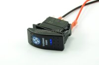 YJ-PD-J65 Выключатель на два положения OFF-ON с фиксацией 5pin 2группы с двойной подсветкой (рисунок Вентилятор) Синий 12V 20A/24V 10А