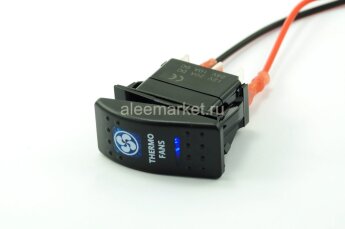 YJ-PD-J65 Выключатель на два положения OFF-ON с фиксацией 5pin 2группы с двойной подсветкой (рисунок Вентилятор) Синий 12V 20A/24V 10А