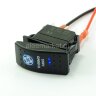 YJ-PD-J65 Выключатель на два положения OFF-ON с фиксацией 5pin 2группы с двойной подсветкой (рисунок Вентилятор) Синий 12V 20A/24V 10А