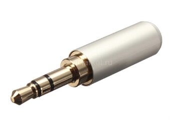 3.5 Stereo Gold Color Штекер 3.5мм 3pin стерео металлический корпус Белый