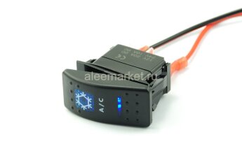 YJ-PD-J40 Выключатель на два положения OFF-ON с фиксацией 5pin 2группы с двойной подсветкой (рисунок Кондиционер) Синий 12V 20A/24V 10А 