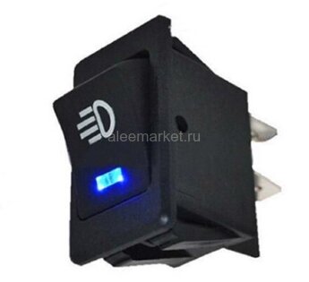 ASW-17D Выключатель на два положения OFF-ON с фиксацией 4pin 2группы c подсветкой (рисунок Фара) светодиод Синий 12V 20A