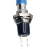 PBS-10B-2 Кнопка с металлическим корпусом круглая мини Ø7мм без фиксации 2pin OFF-(ON)  крепится гайкой 0.5A 250V Синяя