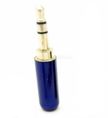 3.5 Stereo Gold Color Штекер 3.5мм 3pin стерео металлический корпус Синий