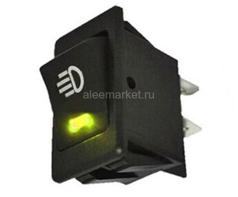 ASW-17D Выключатель на два положения OFF-ON с фиксацией 4pin 2группы c подсветкой (рисунок Фара) светодиод Желтый 12V 20A