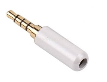 3.5 Stereo+Mic Gold Color Штекер 3.5мм 4pin стерео+микрофон металлический корпус Белый