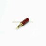 3.5 Stereo+Mic Gold Color Штекер 3.5мм 4pin стерео+микрофон металлический корпус Красный