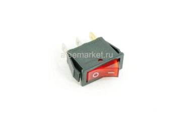KCD3-102N (791) Выключатель клавишный прямоугольный 33х10мм 3pin OFF-ON 16A 250V под клемму 6.3мм c подсветкой Красный