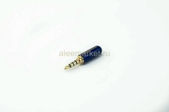 3.5 Stereo+Mic Gold Color Штекер 3.5мм 4pin стерео+микрофон металлический корпус Синий