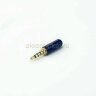 3.5 Stereo+Mic Gold Color Штекер 3.5мм 4pin стерео+микрофон металлический корпус Синий