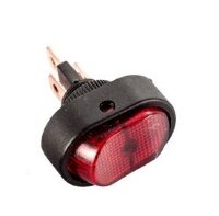 ASW-20D-3 Выключатель овальный 2положения 3pin 1группа OFF-ON (крепится гайкой) с подсветкой Красный 12V 20A