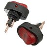 ASW-20D-3 Выключатель овальный 2положения 3pin 1группа OFF-ON (крепится гайкой) с подсветкой Красный 12V 20A