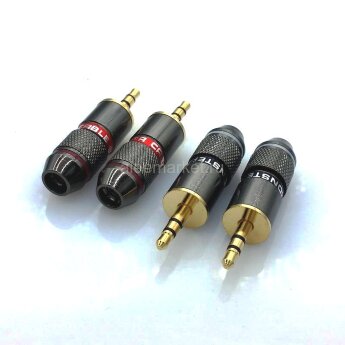 3.5 Stereo Gold  Monster Штекер 3.5мм 3pin стерео металлический корпус с цанговым зажимом Красный