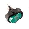 ASW-20D-3 Выключатель овальный 2положения 3pin 1группа OFF-ON (крепится гайкой) с подсветкой Зеленый 12V 20A