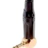 3.5 Stereo Gold  Штекер 3.5мм угловой 3pin стерео металлический корпус с Черным хвостовиком