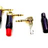 3.5 Stereo Gold  Штекер 3.5мм угловой 3pin стерео металлический корпус с Черным хвостовиком