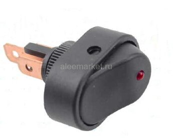 ASW-20D Выключатель овальный 2положения 3pin 1группа OFF-ON (крепится гайкой) с подсветкой светодиод Красный 12V 30A