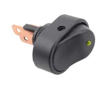ASW-20D Выключатель овальный 2положения 3pin 1группа OFF-ON (крепится гайкой) с подсветкой светодиод Желтый 12V 30A